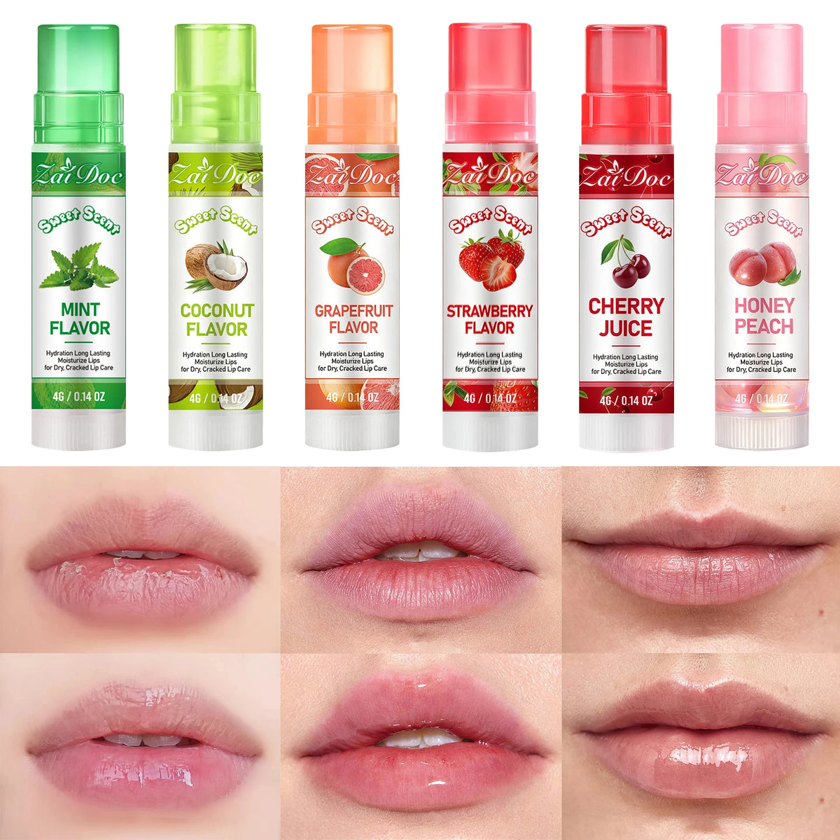 ZaiDoc Peel Off Lip Stain Tint Set 4 Colors Long Lasting Waterproof Transfer Proof Matte Finish Lip Gloss 10g Each