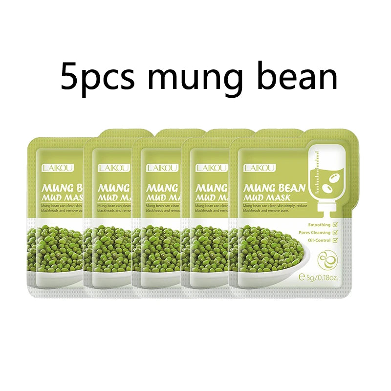 5pcs LAIKOU Eggplant Mud Mask Oil Control Moisturizing Anti-Acne  Anti Wrinkle Whitening Cleansing Clay Mask Skin Care Face Mask