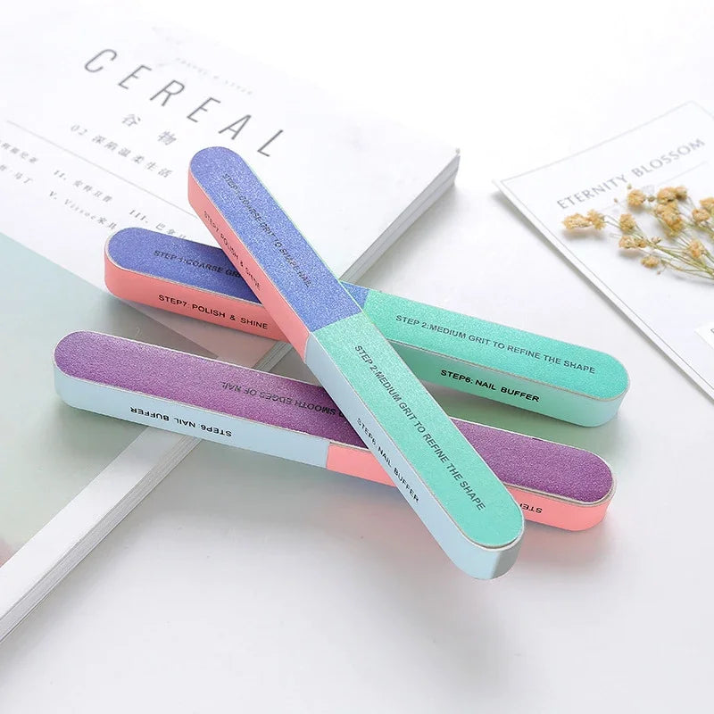 Multi Surface Printed Nail Polishing File 7 Sides Manicure Strip Professional Salon DIY Gel Nail