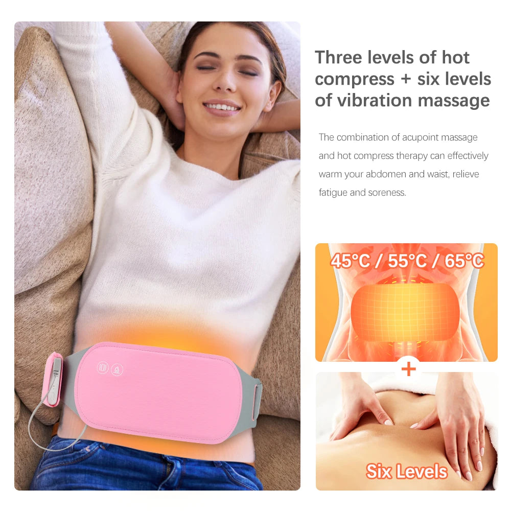 USB Menstrual Electric Heating Pad for Abdominal Vibration Massager Women Period Care Belly Heater Winter Warming Palace Belt