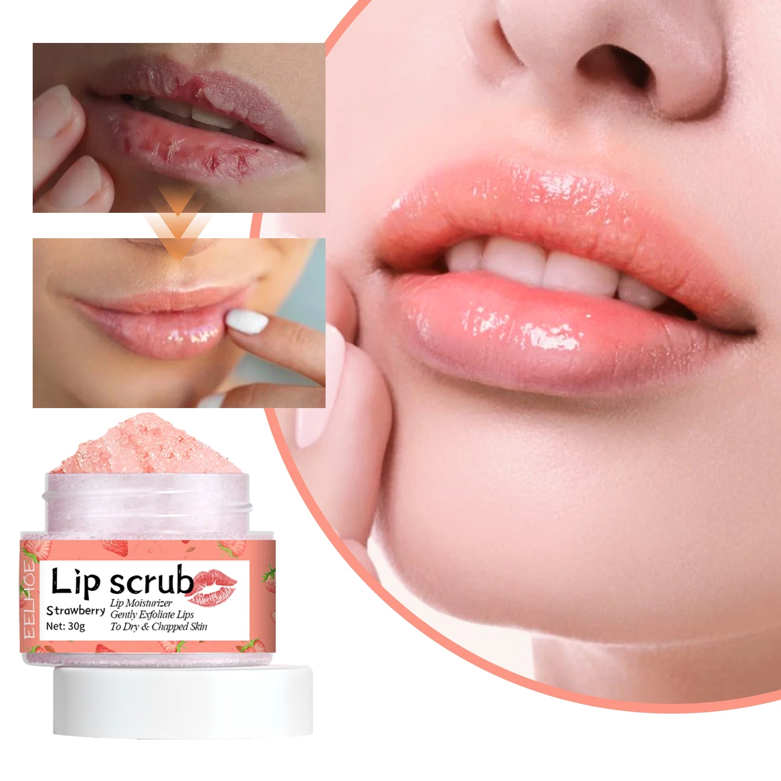 Lip Scrub Fruit Strawberry Orange Honey Brightening Lip Color Exfoliating Deep Cleaning Dead Skin Lipstick Moisturizing Lip Care