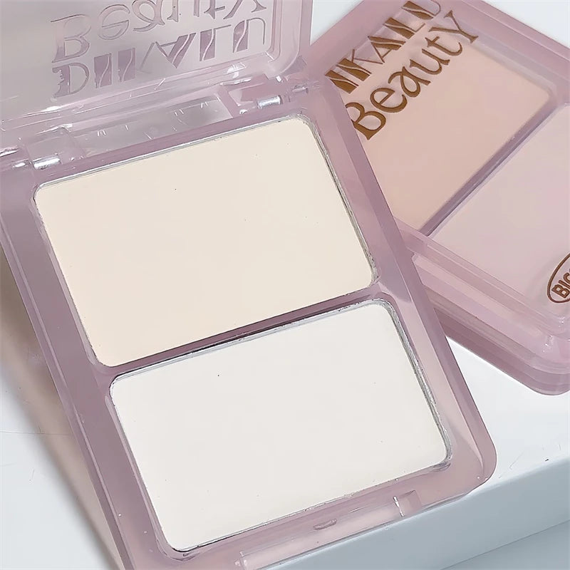 Two-tone Highlight Contour Palette Matte White Highlighter Grey Brown Nose Shadow Face Contouring Bronzer Brighten Powder Makeup