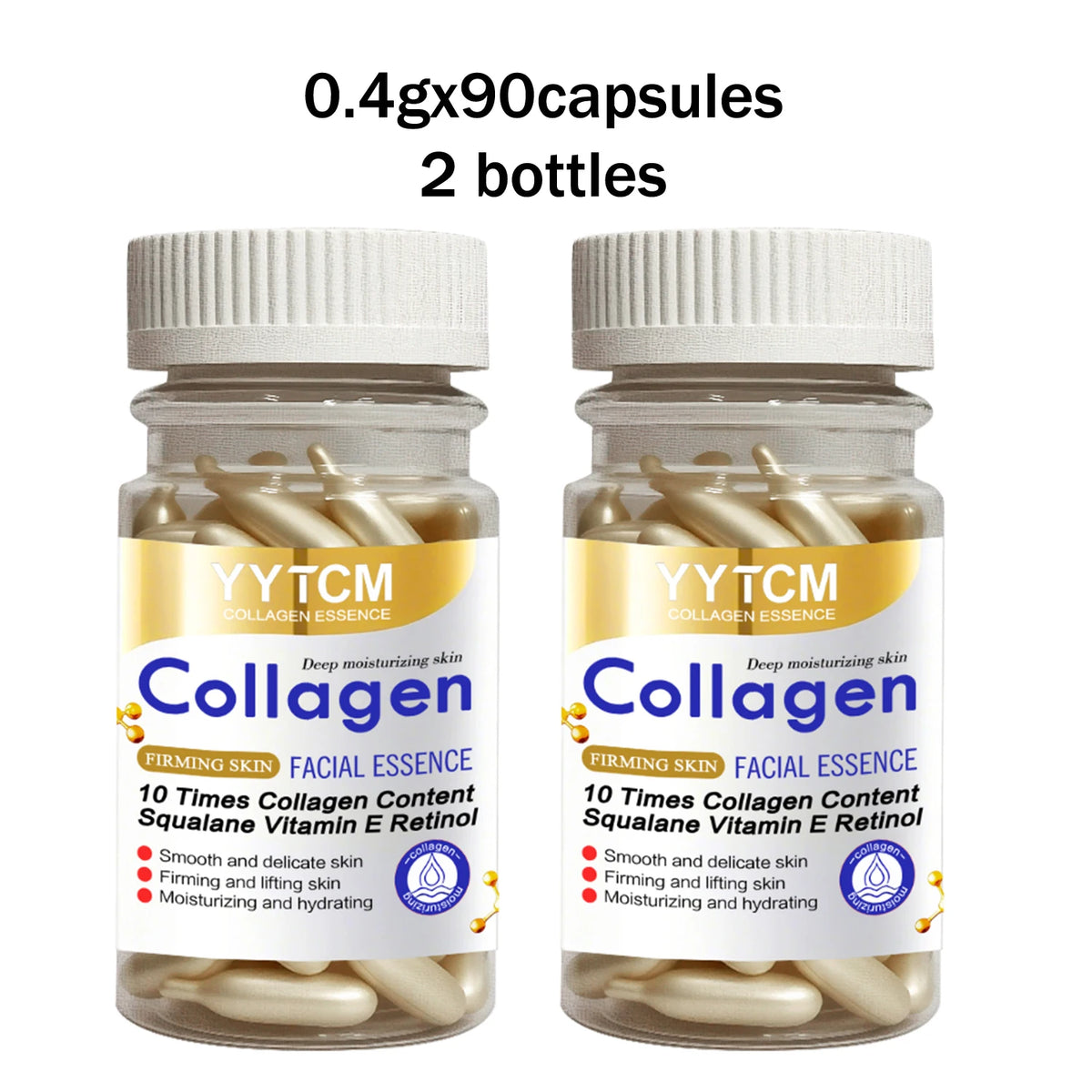 Collagen Firming Capsule Serum, moisturizes and hydrates for smooth skin, contains plant-based squalane, retinol, and vitamin E for deep hydration (0.4g x 30 capsules)/bag - 1 bag