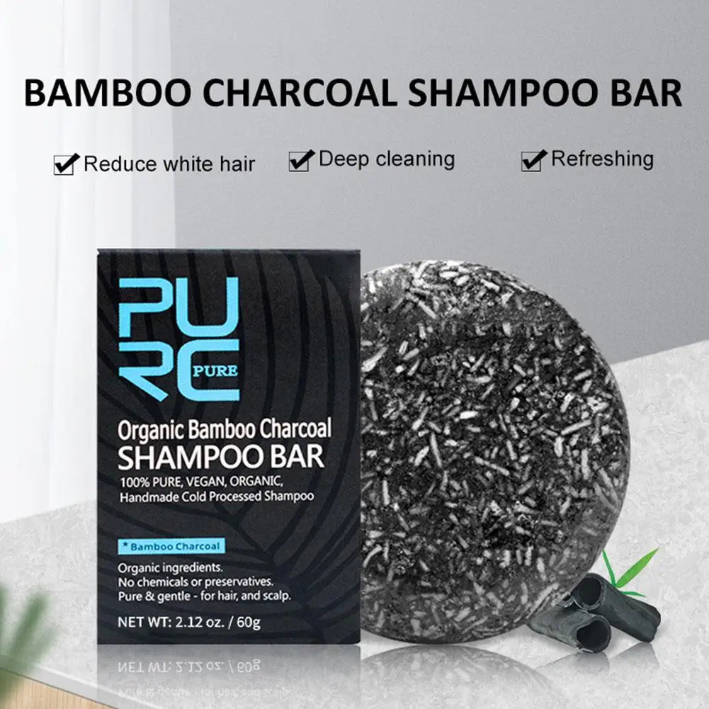 1PCS PURC Gray White Hair Shampoo Bar Bamboo Charcoal Detox Black Scalp Care Hair & Hair Bar Clean Shiny Treatment Soap W8S2