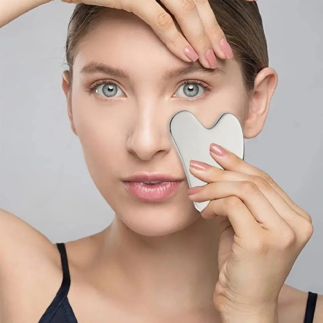 Thick Stainless Steel Dolphin Gua Sha Facial Tool - Fragrance-Free, Battery-Free Eye & Face Massage Board for Deep Tissue Pressu
