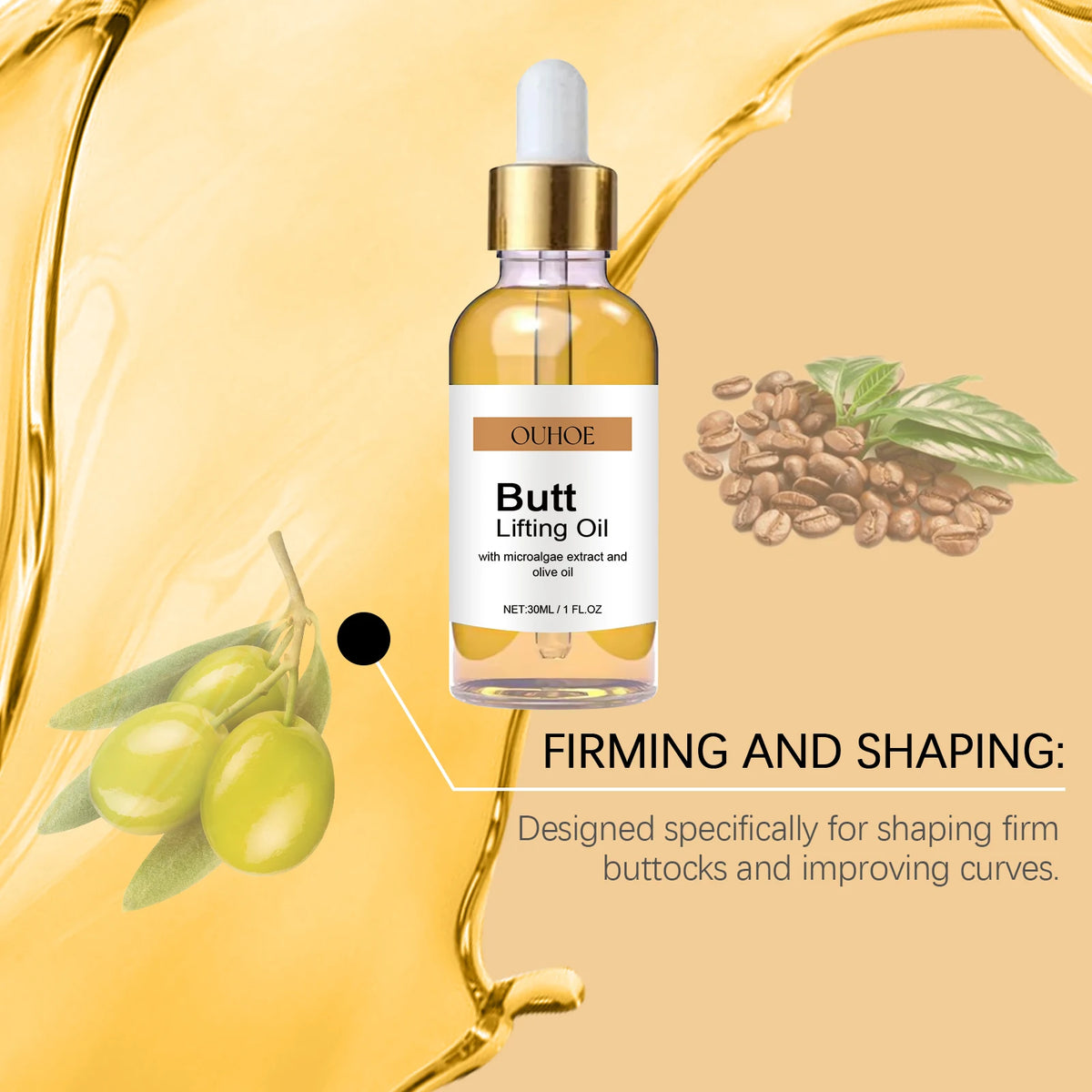 Vitamin E Butt Lifting Oil Hip Enhancement Firming Body Oil Moisturizing Essence Natural Skin Care Body Massage Oil Body Lotion