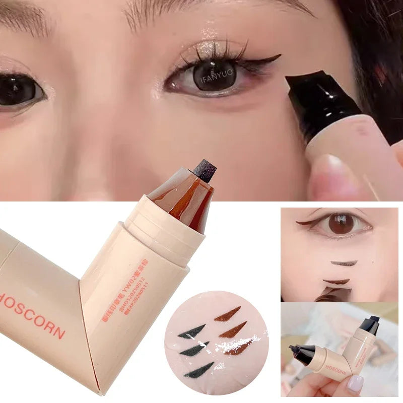 Lazy Integrated Eyeliner Stamp Dual-Head Rotatable Precise Outline Seal Lasting Waterproof Fast Drying Liquid Eye Liner Pen