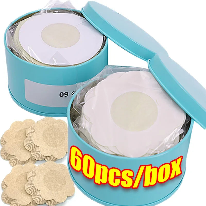 60pcs/box Nipple Cover Stickers Women Breast Lift Tape Pasties Invisible Self-Adhesive Disposable Bra Padding Chest Paste Patch