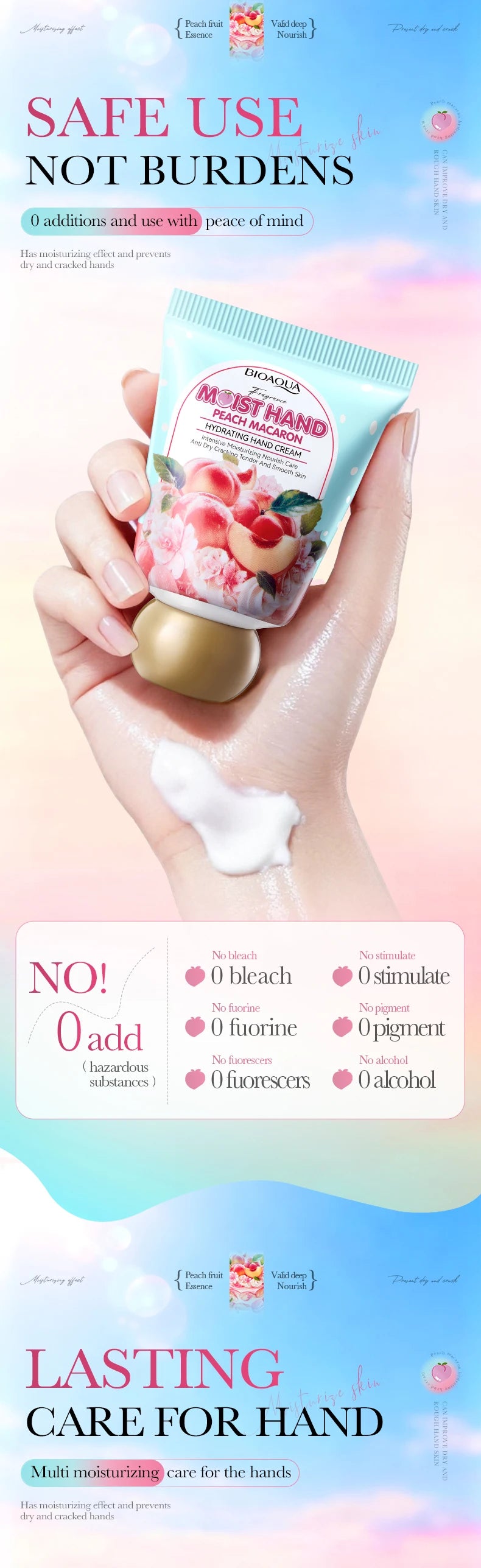 BIOAQUA Honey Peach Hand Cream Moisturizing Nourishing Anti-aging Anti Wrinkles Whitening Creams Hands Skin Care Products