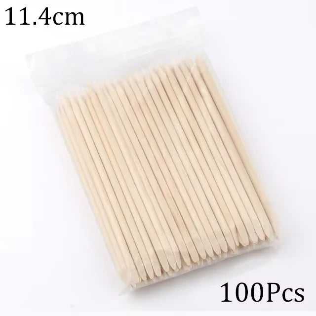 Optional 50Pcs 100Pcs Orange Wood Nail Sticks Double Sided Cuticle Pusher Rhinestone Dotting Tool Household Salon Manicure Pedicure Supply