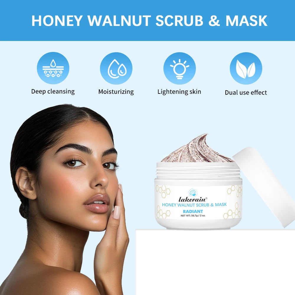 Facial Scrub & Face Exfoliator Mask Skin CareMoisturizing brightening Nourishing Cleansing Honey Walnut Facial Exfoliants Mask