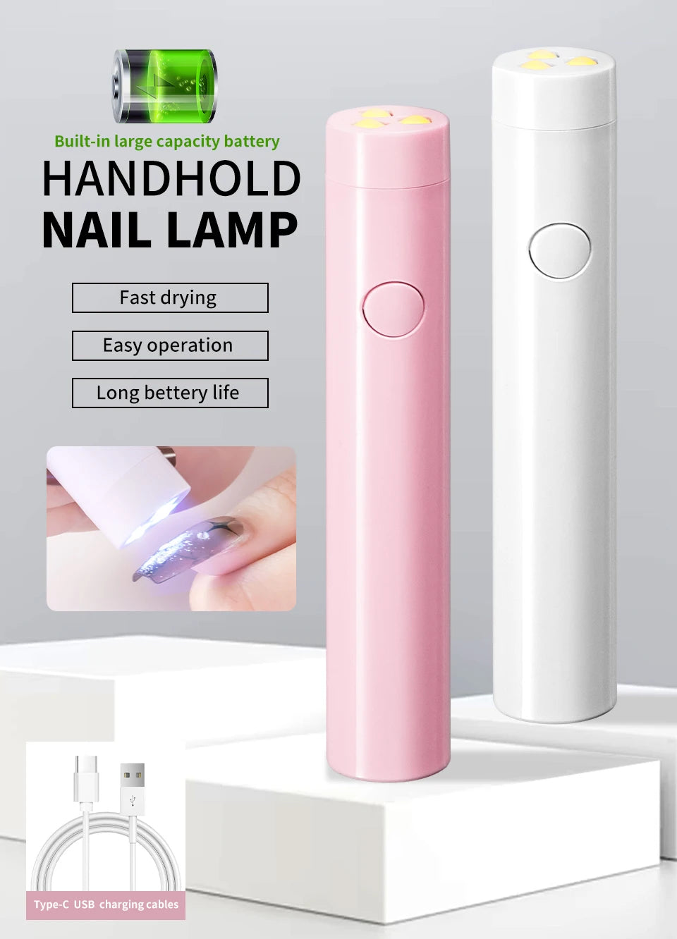 Portable Nail UV LED Lamp And LED Light Support Base Rechargeable for Nails Gel Polish Drying UV Lamp for Nails Art Desk Stand