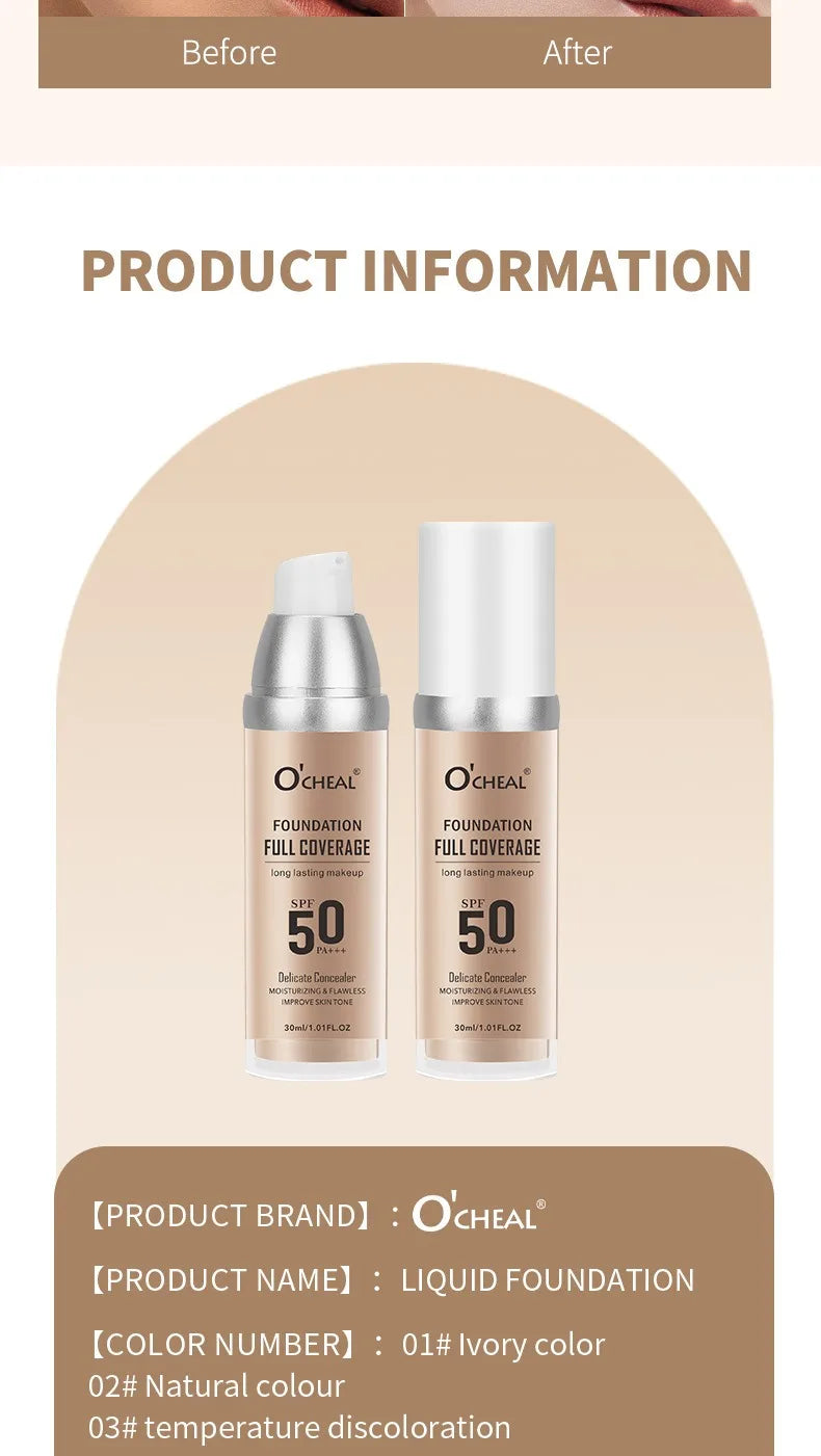 Color Changing Foundation Makeup Concealer Long Lasting Moisturizing Nourishing Oil-Control Skin Face Base Cosmetics