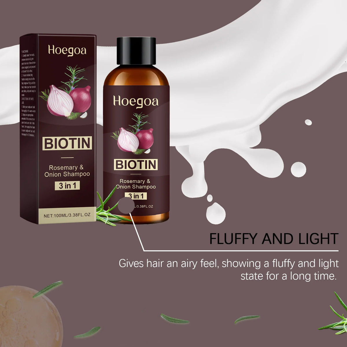 3 In 1 Rosemary Biotin Shampoo Hair Growth Thickening Anti Loss Strengthening Root Oil Control Deep Cleansing Volumizing Shampoo