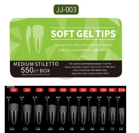 550Piece Medium and short soft gel nail tips Medium Apricot/Coffin Head Full Coverage Matte Extension Tool  Press-On Nail