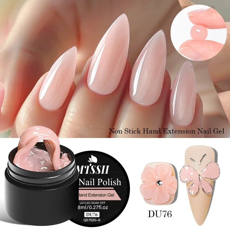 Clear Non-Stick Hand Extension Gel Nail Polish 3D Shaping/Sculpting/Carving UV/LED Gel Milky Jelly Hard Gel Nail Supplies DIY