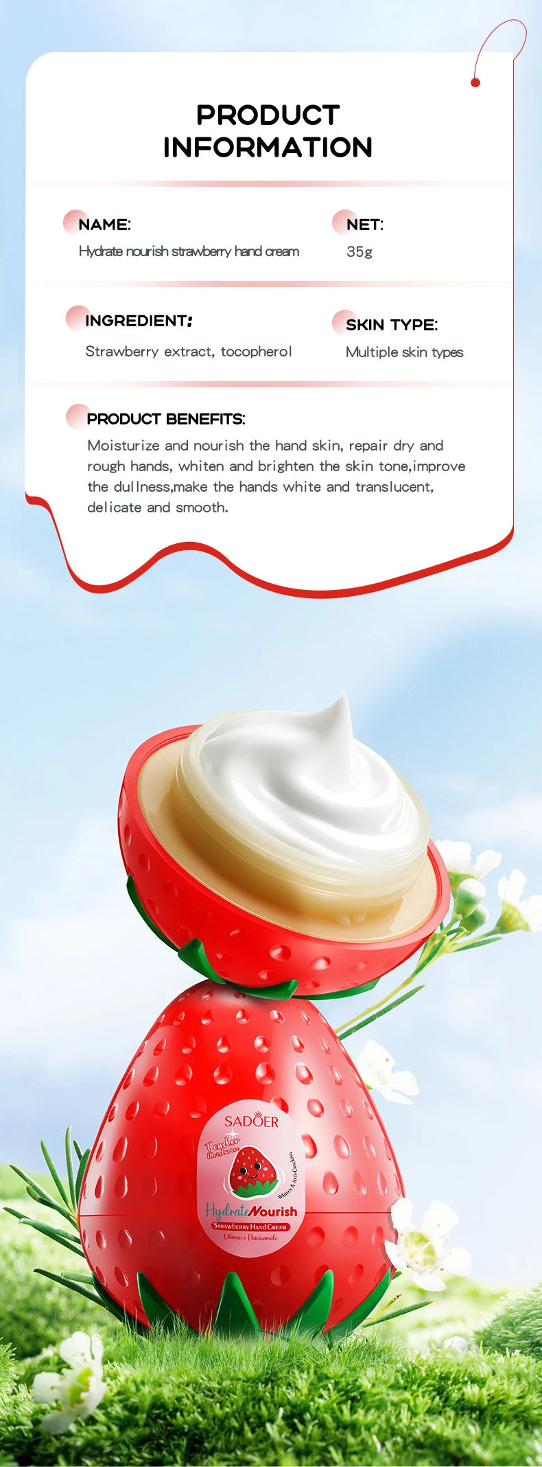 SADOER Mango Peach Aloe Vera Lemon Fruit Hand Cream Moisturizing Brightening Repairing Hand Creams For Hands Skin Care