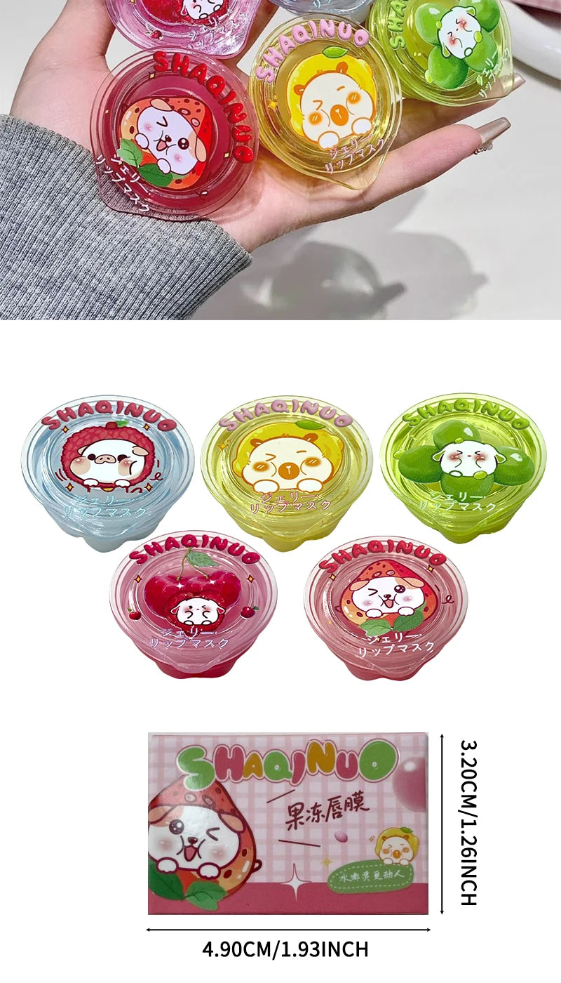 Shaqinuo Jelly Lip Mask Moisturizing and Hydrating Sleep Fruit Lip Balm for Students to Reduce Lip Lines and Prevent Dryness, a Christmas Gift Essential for Autumn and Winter.