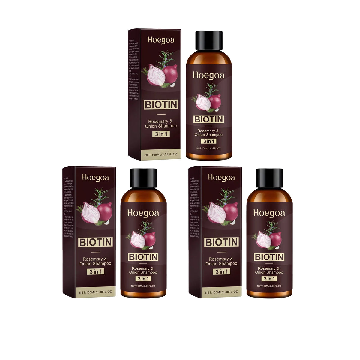 3 In 1 Rosemary Biotin Shampoo Hair Growth Thickening Anti Loss Strengthening Root Oil Control Deep Cleansing Volumizing Shampoo