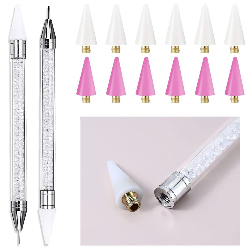 1pc Wax Nail Rhinestone Picker Dotting Pen Dual-ended Wax Pencil For Rhinestones Tip Crystal & Gem Nail Art Tool for DIY Manicur