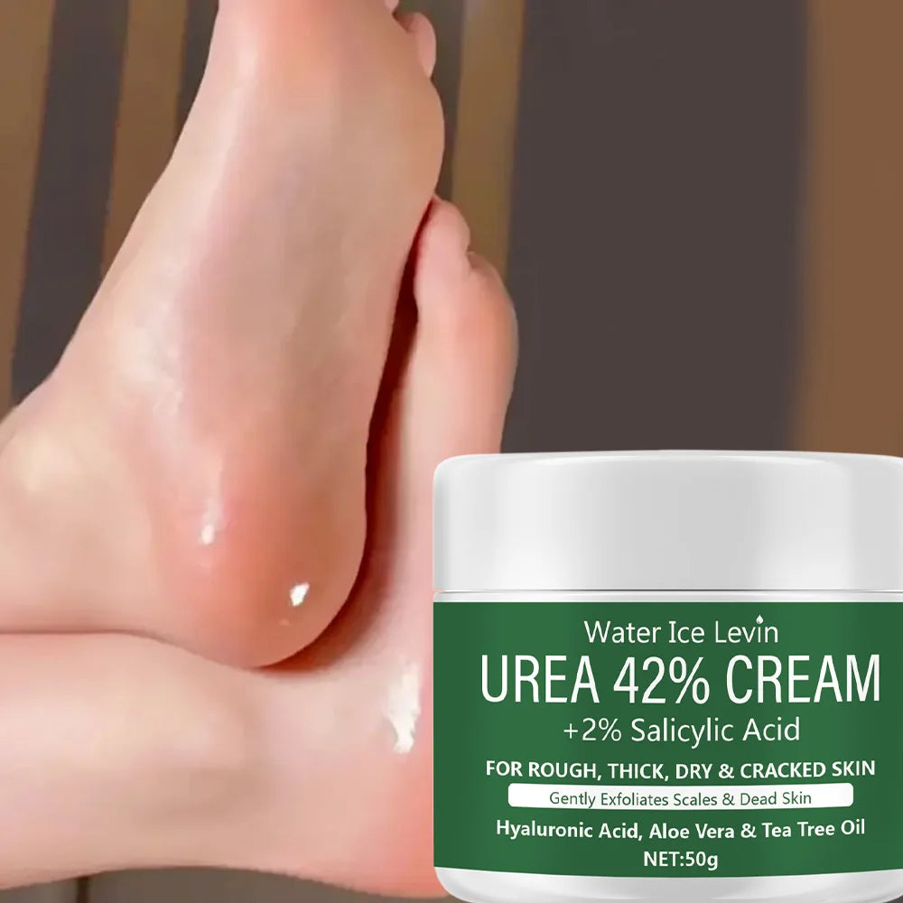 Urea 42% + 2% Salicylic Acid Cream with Hyaluronic Acid & Tea Tree Oil, Moisturizes and Exfoliates Rough, Dry Skin