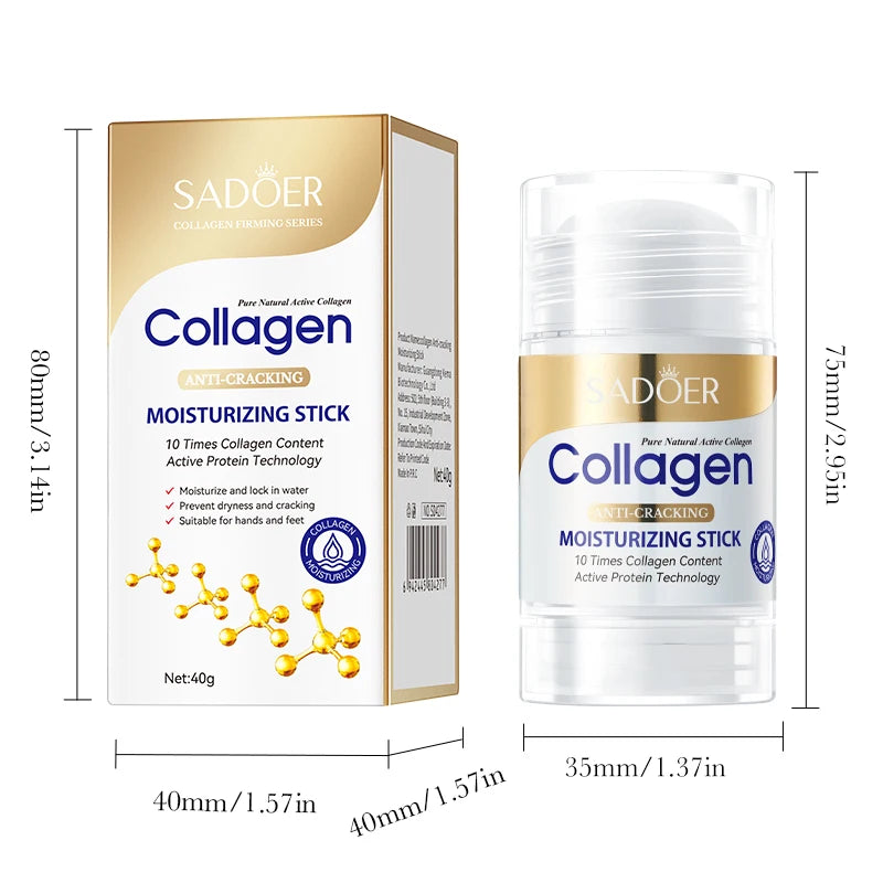 SADOER Collagen Hand & Foot Cream Stick Moisturizing Anti Cracking Whitening Anti Wrinkles Anti-Aging Hands Skin Care Products