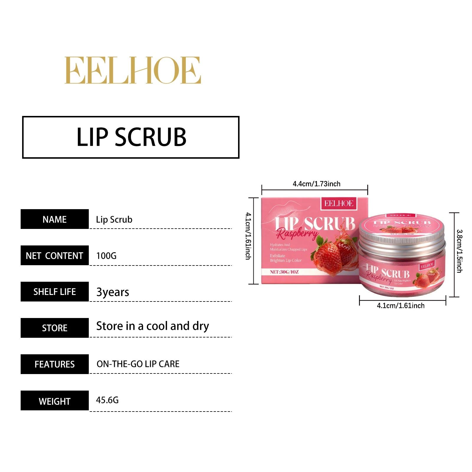 Strawberry Lip Scrub Exfoliating Soothing Lips Preventing Dryness Cracking Improving Dullness Brightening Moisturizing Lip Care