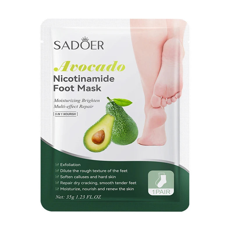 6 Pairs SADOER Fruits Foot Mask Moisturizing Foot Peeling Mask Exfoliating For Feet Spa Pedicure Exfoliant Feet Skin Care