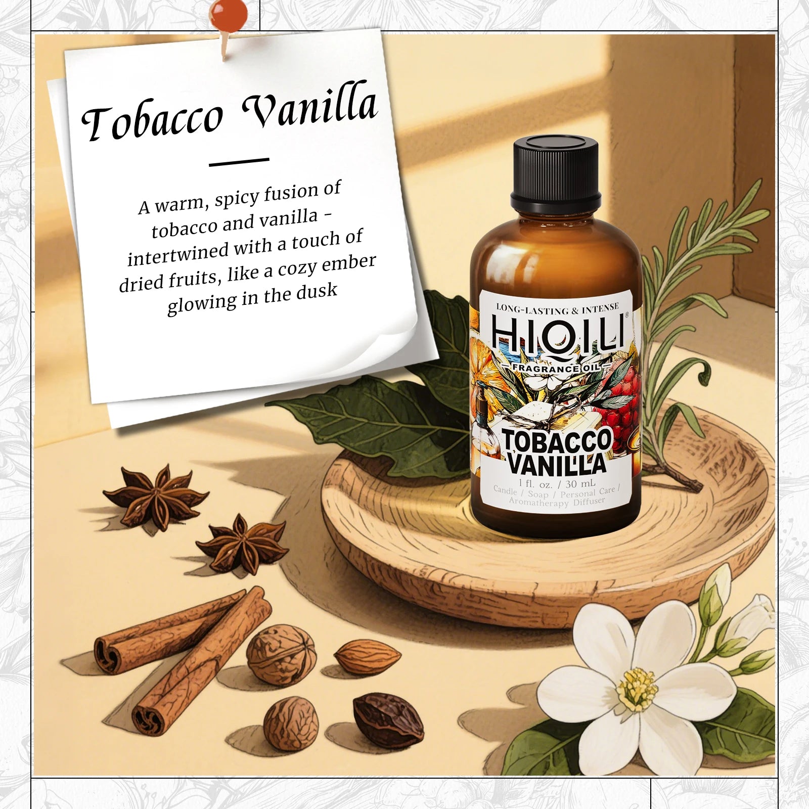 HIQILI New 30ml Perfume Oil Series, Vanilla/Lavender/Rose/Sandalwood 100% Natural Extract Perfume Oil, For Home Use, Humidifier