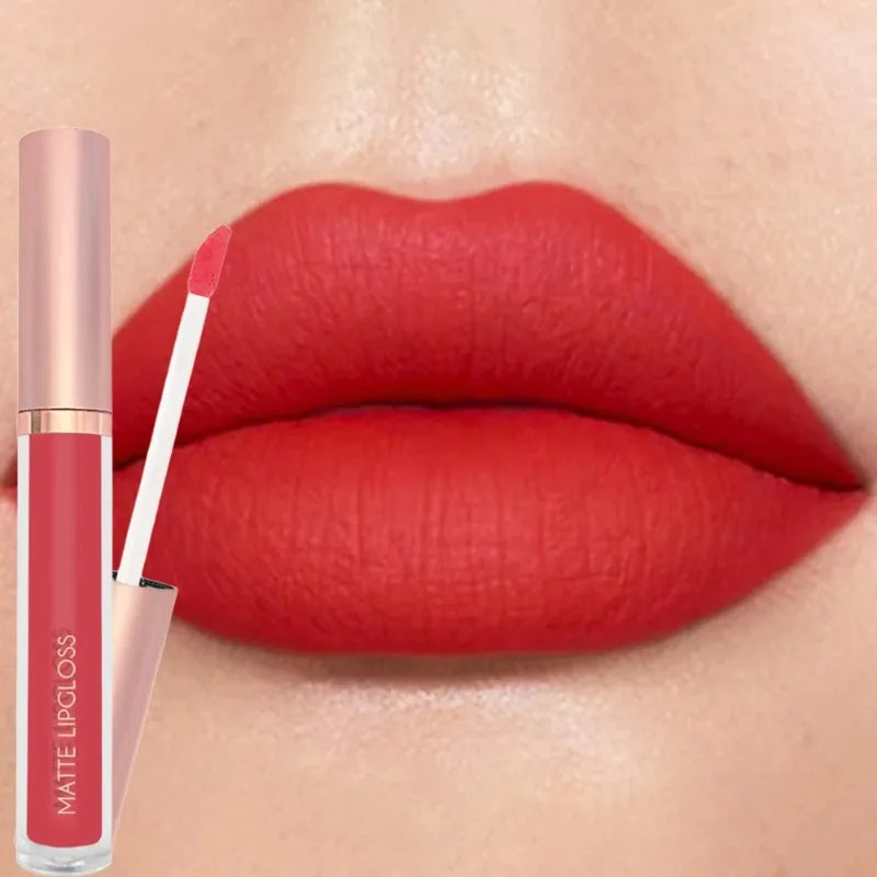 12 Colors Matte Velvet Sexy Lip Gloss Waterproof Long-Lasting Non-stick Cup Lip Glaze Nude Liquid Lipstick Lips Makeup Cosmetics