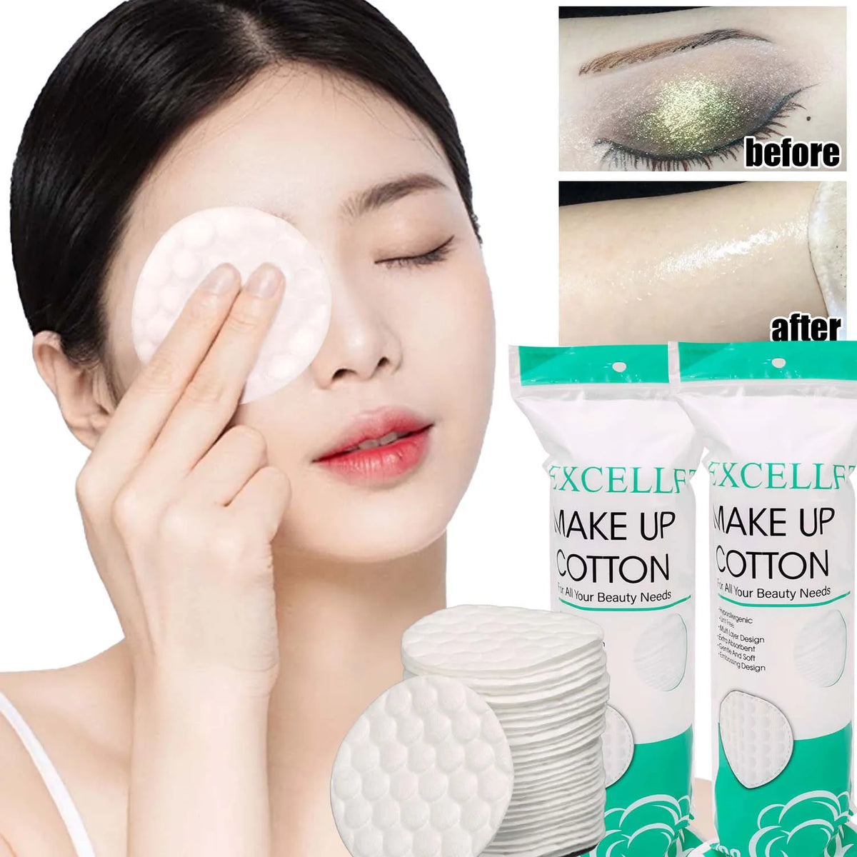 Disposable Soft Circular Makeup Remover Pads Doubles Sided Breathable Cotton Pads for Daily Facial Cleaning Nail Polish Remover