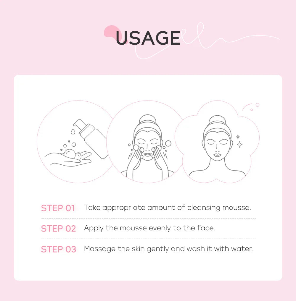 LAlKOU Japan Sakura Cleansing Mousse Facial Cleanser  Shrink Pores Deep Clean Oil Control Moisturizing Skin Care 100ml