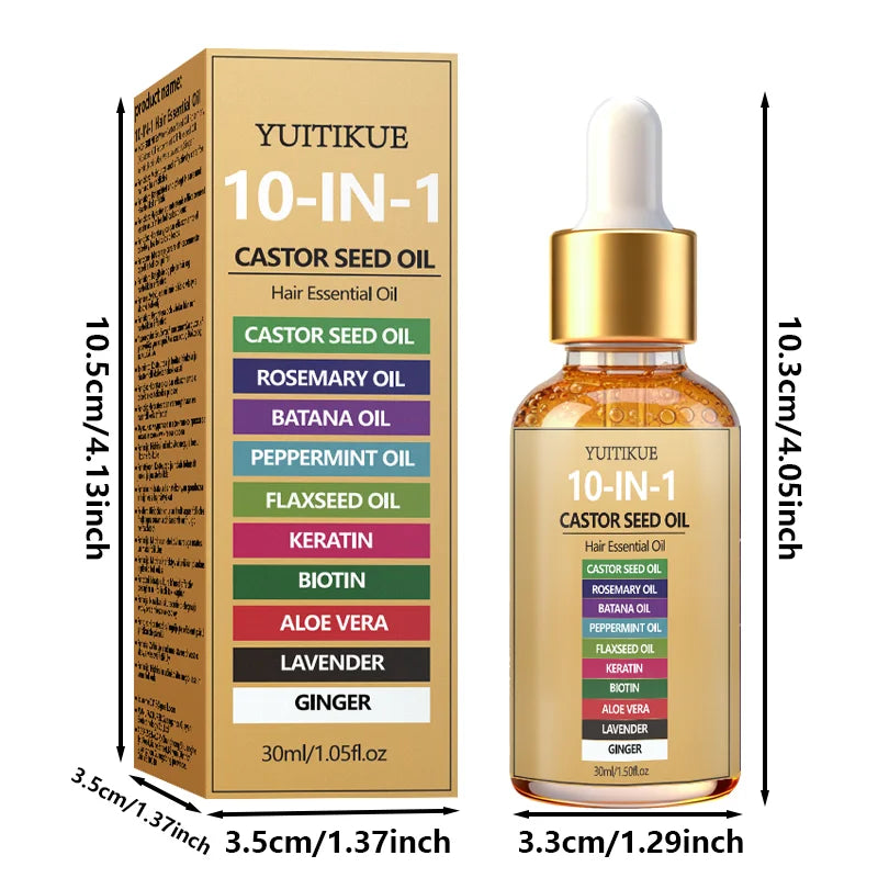 YUITIKUE 10-IN-1 Castor Seed Hair Oil | Natural Blend Of Batana, Rosemary & Biotin | For Deep Nourishment & Healthy Hair & Scalp
