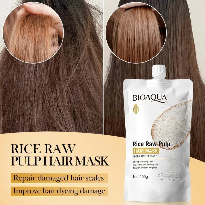 Rice Magic Keratin Hair Mask 5 Seconds Repair Damaged Frizzy Hair Soft Smooth Shine Moisturizing Nourishing Hair Root Care