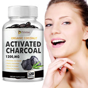 Activated Charcoal Capsules 1200 Mg - Organic Coconut Shell, Helps Relieve Gas & Bloating, Detox & Bowel, Digestive Supplement