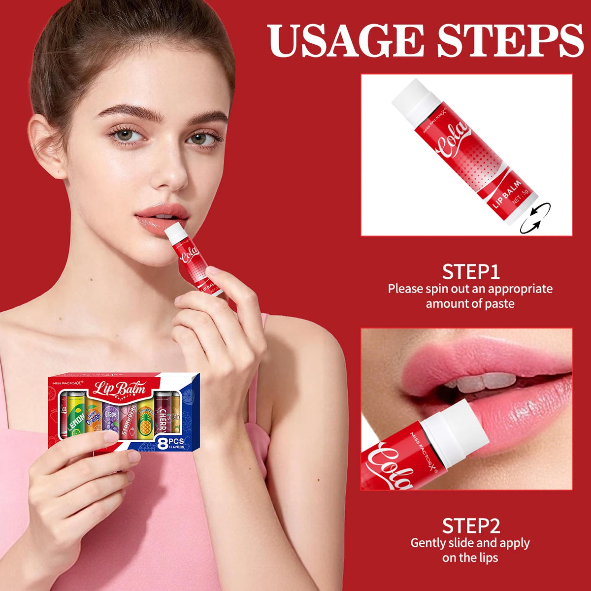 8PCS Soda-Inspired Lip Balm Set, Long-Lasting Moisture & Anti-Chapping, 8 Scents, Ideal for Daily Use & Holiday Gift Giving