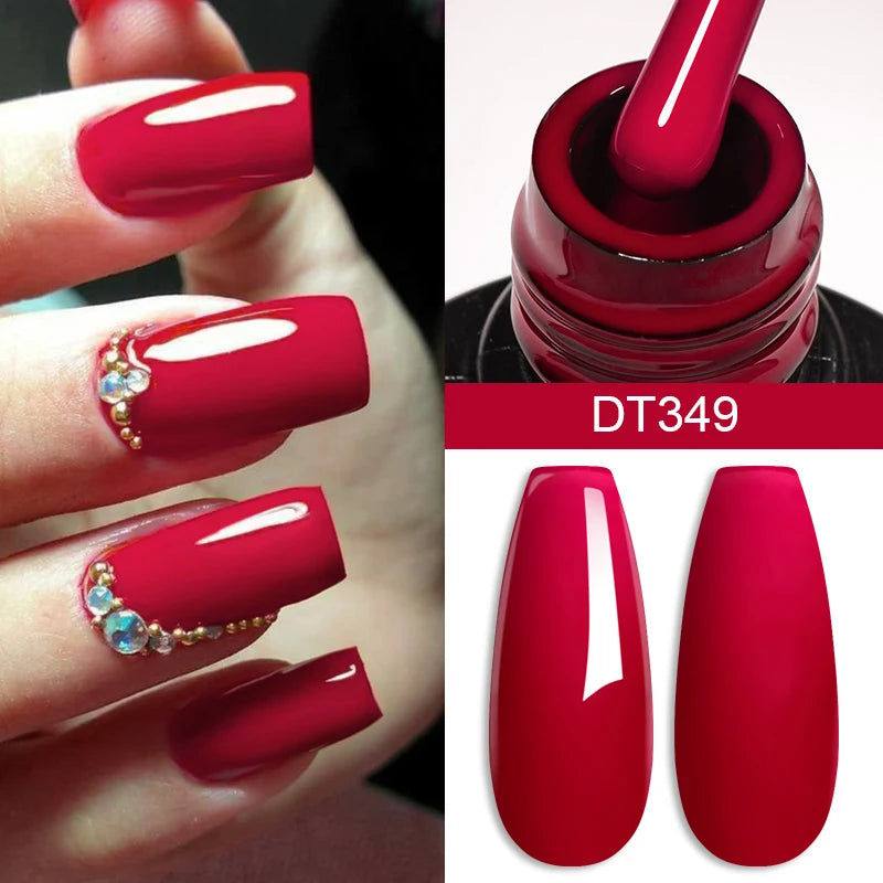 MEET ACROSS 7ml Wine Red Gel Nail Polish Long-Lasting French Style Gel Nail Supplies For Manicure DIY Design Nail Art Varnish