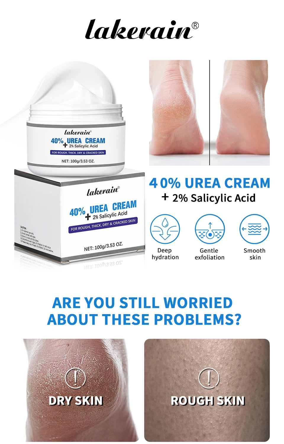New 42% Urea Cream + 2% Salicylic acid Foot and hand Moisturizer, deep moisturizer and Nourishing moisturizer