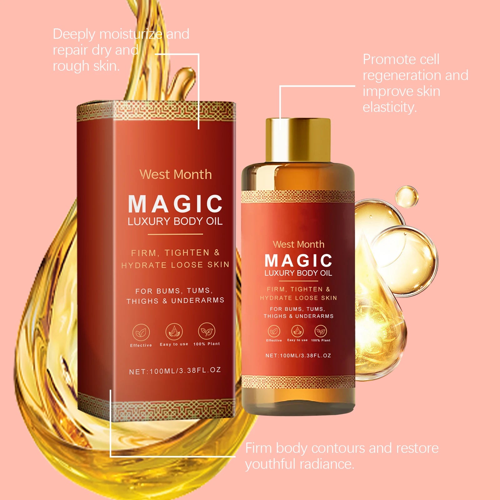 West&Month Daily Hydration Body Moisturizing Oil Firming Radiance-Boosting Moisturizer for Body Massage