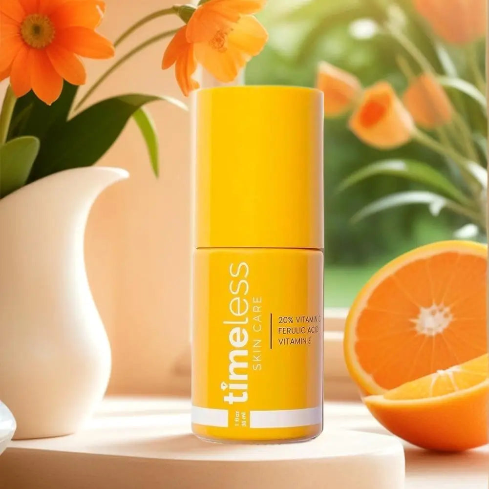 Timeless VC Serum with Ferulic Acid Antioxidant Wrinkle Resistant Hydrating Firming Reduce Fine Lines Essence for Brightens Skin