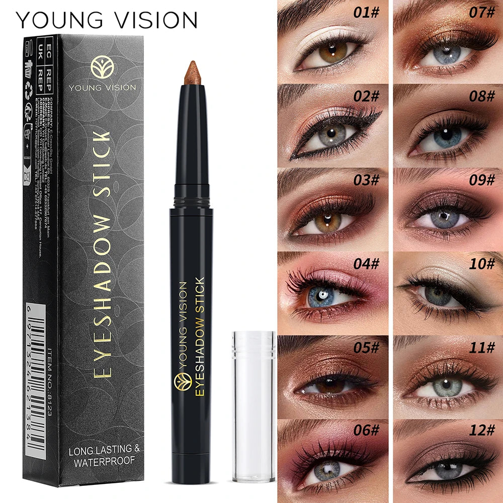 Shimmer & Matte Multi-Color Eyeshadow Sticks | Blendable, Long-Lasting Eye Shadow Pencils Smooth Application for Bold or Natural