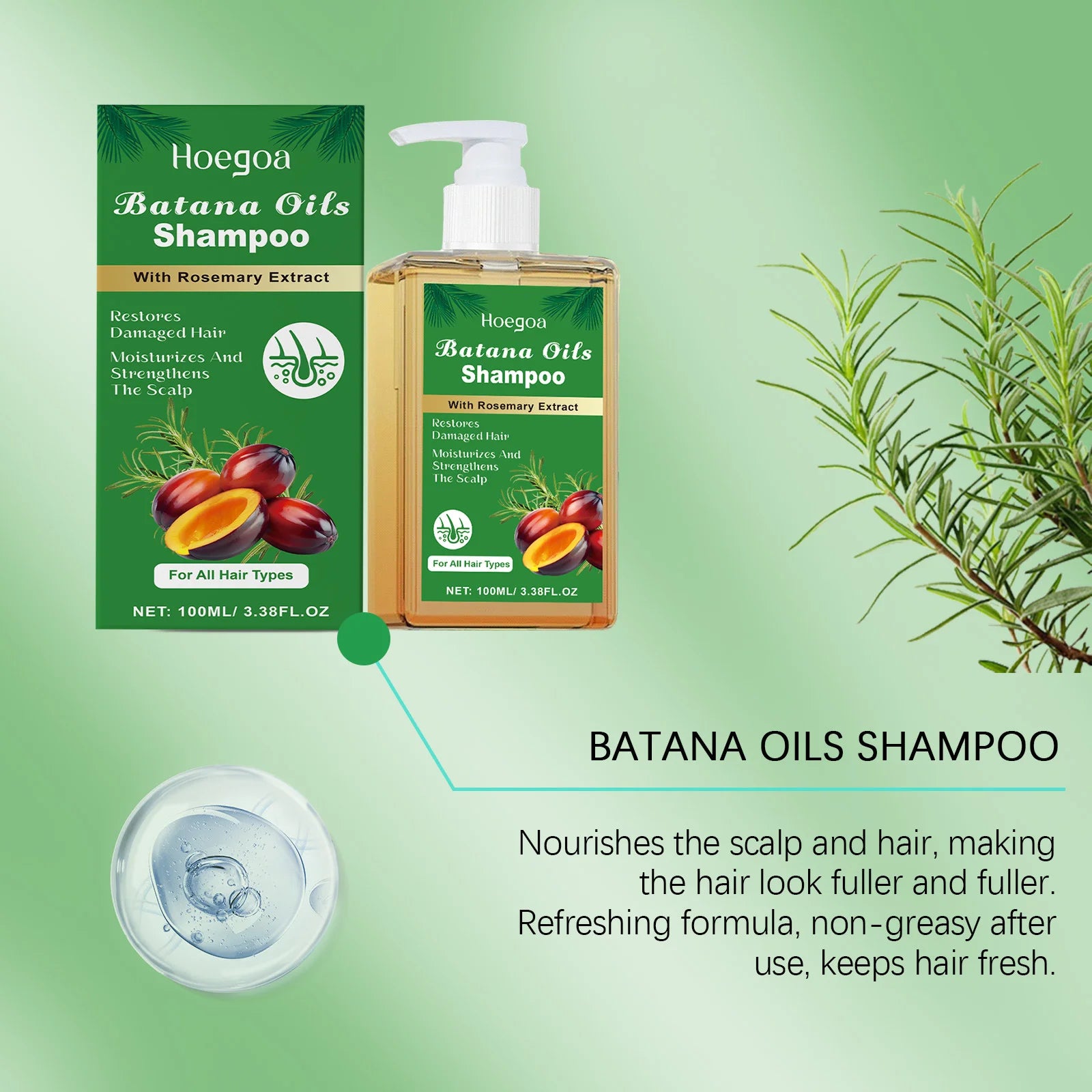 Pure Batana Shampoo Hair Strengthen Moisturizer Restore Damaged Brittle Hair Anti Loss Improve Dandruff Scalp Oil Control Care