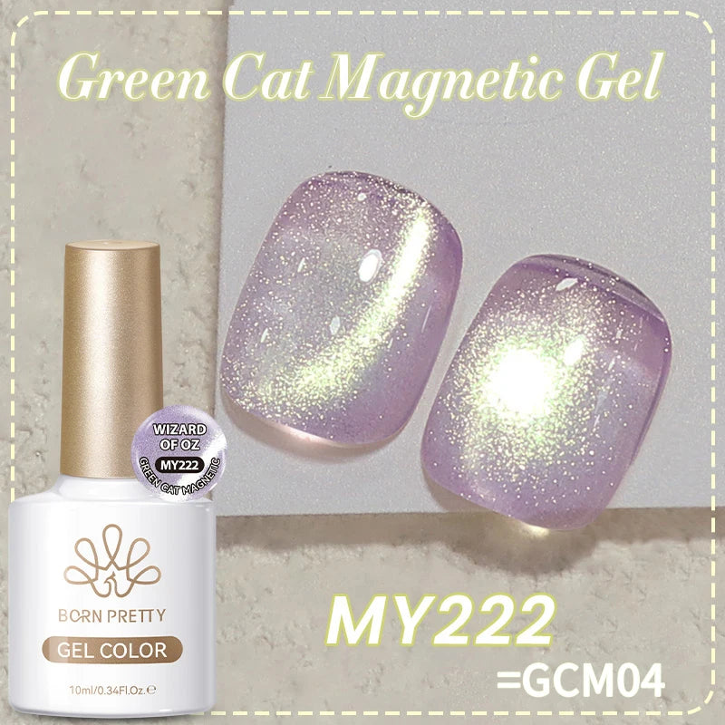 BORN PRETTY 10ml Green Cat Magnetic Gel Ultra Shine Holographic Glitter Semi Permanant Soak Off UV LED Gel Varnish For Manicure