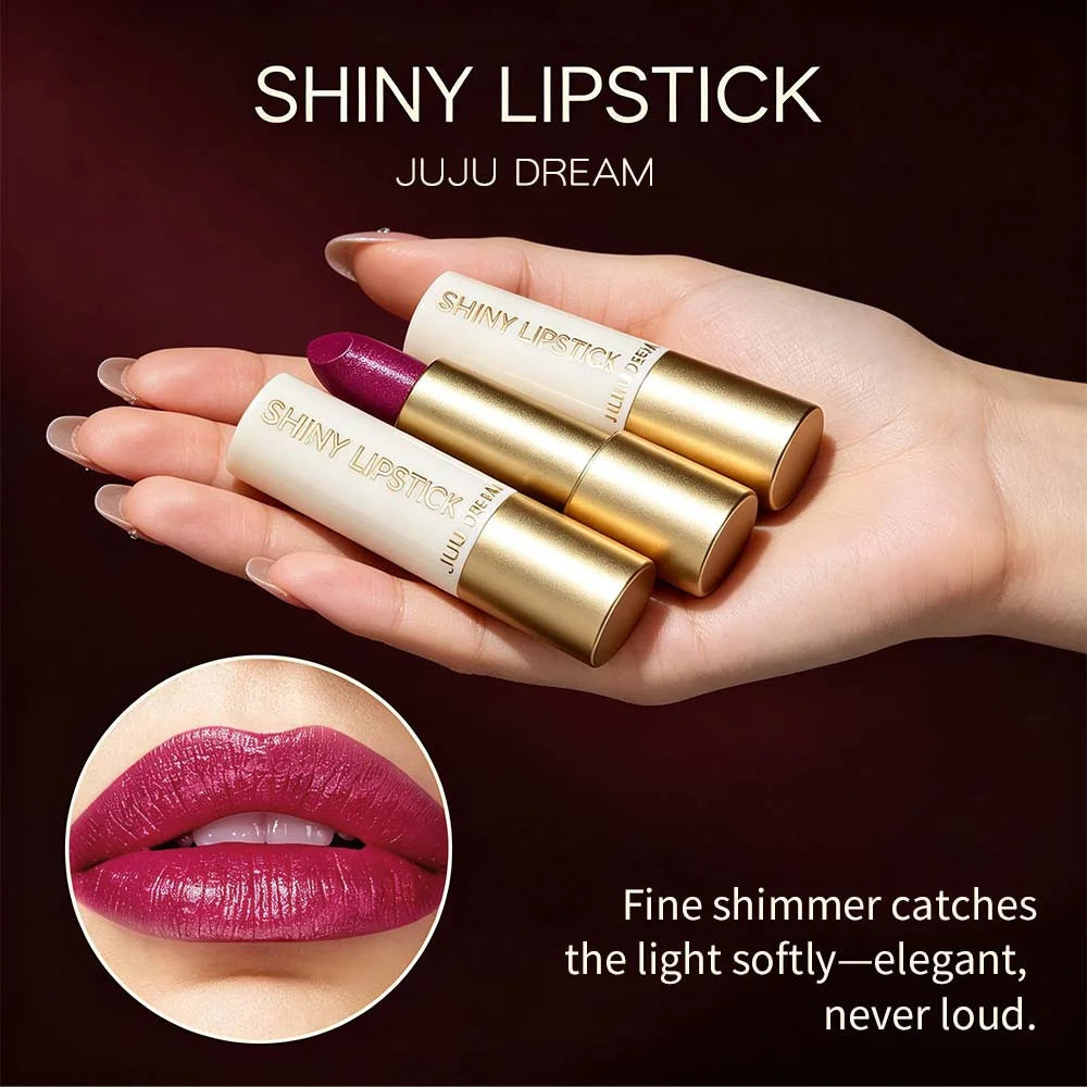 JUJU DREAM Shiny Glitter Lipstick Waterproof Long Lasting Shimmer Lip Makeup for Women