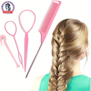 4-piece WANMEI  Headband Tool, Hair Braiding Tool with Mouse Tail Comb, Ponytail Headband Remover, Quick Styling Hair Accessory