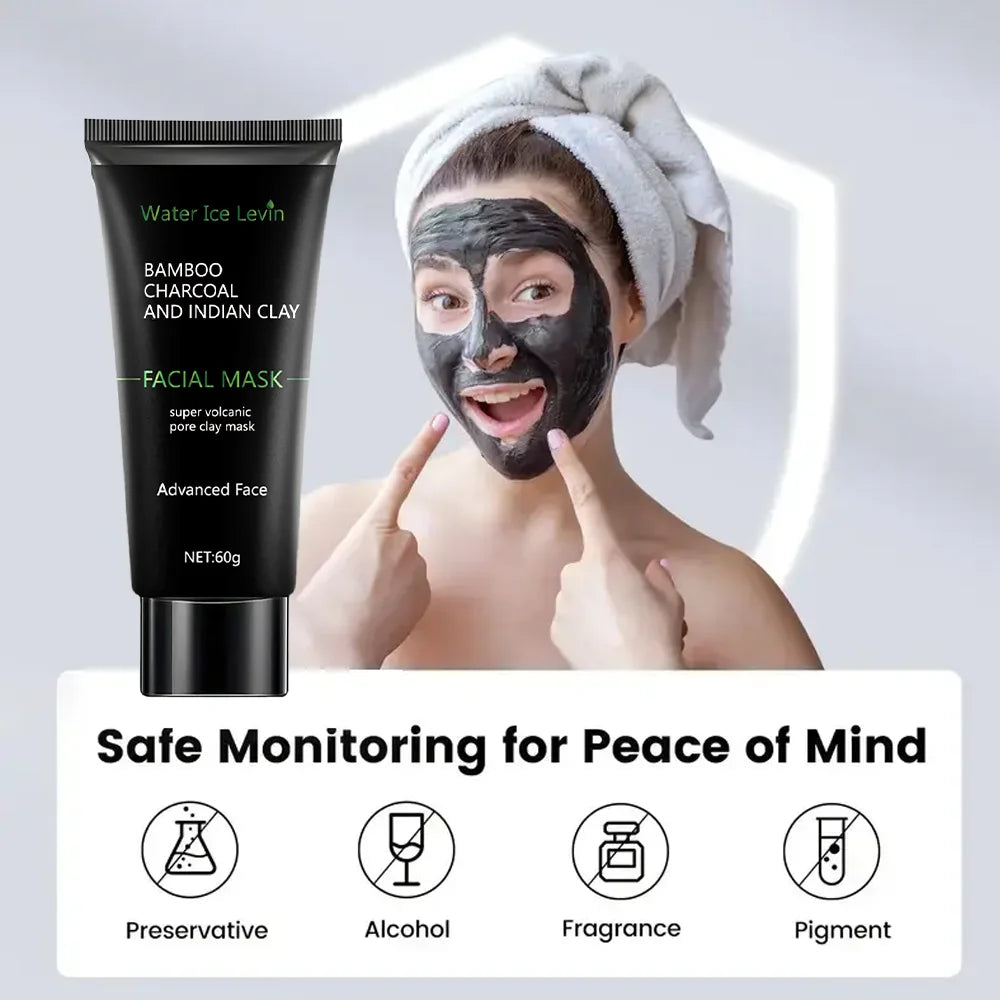 Bamboo charcoal black mask, highly moisturizing, deeply cleanses and controls oil, absorbs impurities, eliminates rough skin texture, and makes skin more delicate, anti-stretch mask, suitable for both men and women