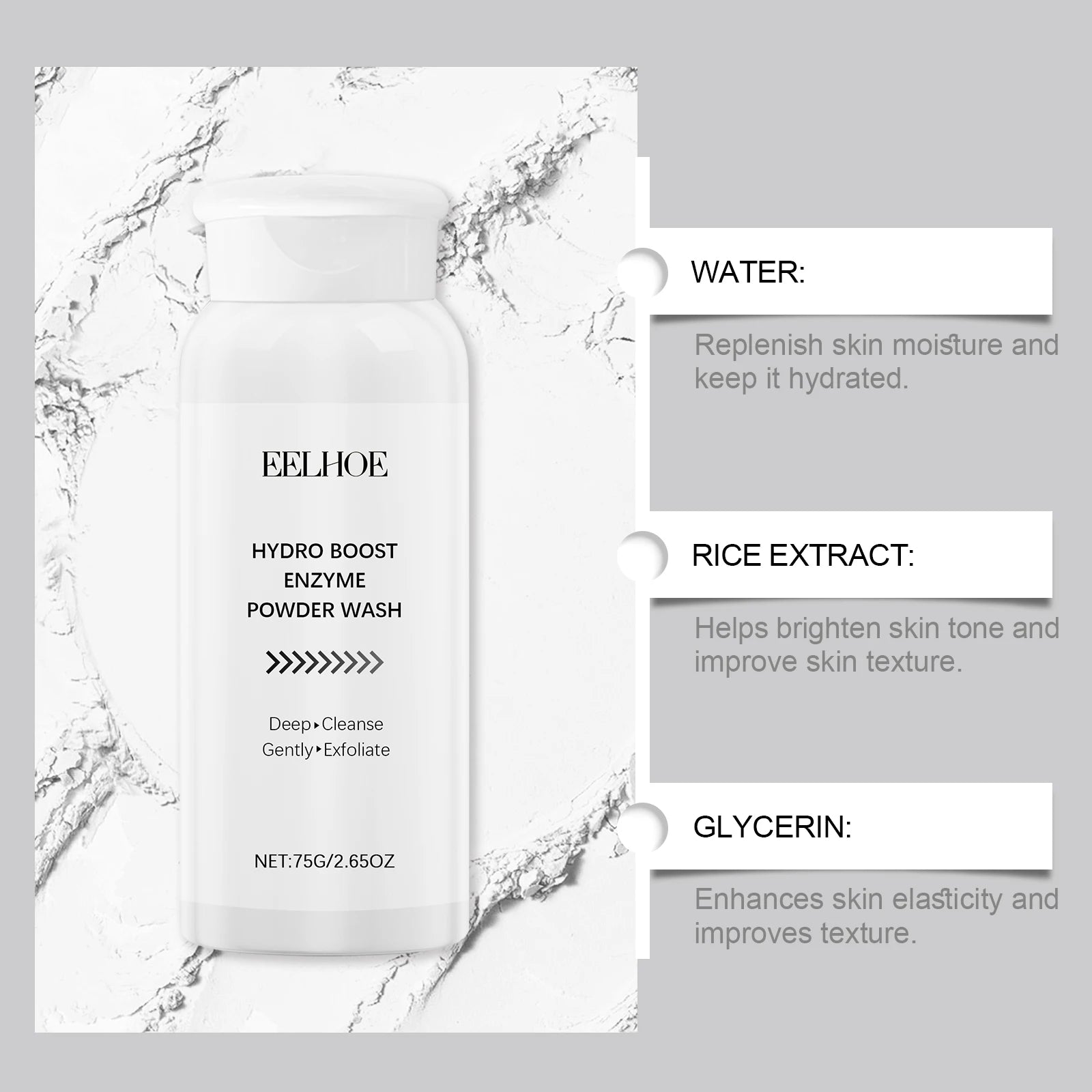 Enzyme Face Wash Powder 75g Gentle Exfoliating Cleanser for Sensitive Skin Removes Dirt Brightens Skin Travel Friendly Formula