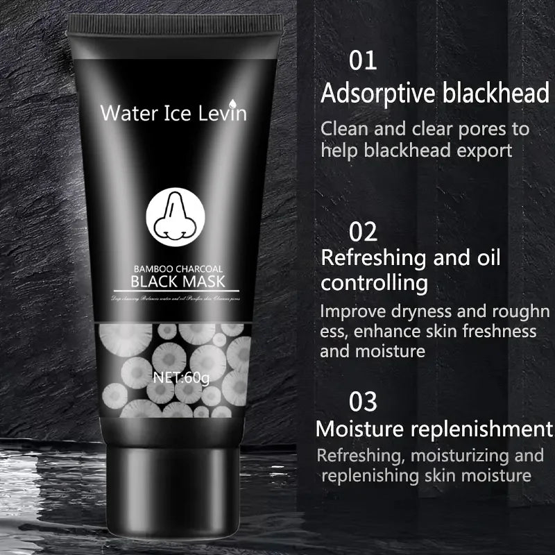 Bamboo Charcoal Black Cleansing Mud Mask Cleans Pores, Peel-Off Mask, Moisturizes the Face, Deeply Cleanses the Face, and Refines Pores. Very Suitable for Oily Skin