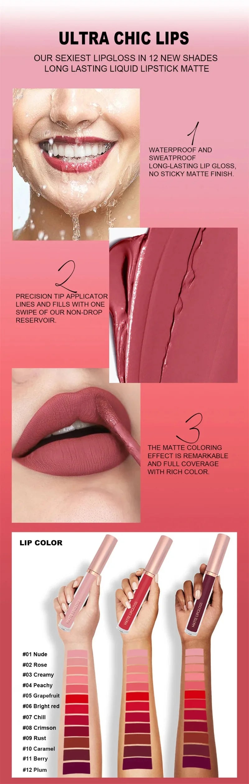 12 Colors Matte Velvet Sexy Lip Gloss Waterproof Long-Lasting Non-stick Cup Lip Glaze Nude Liquid Lipstick Lips Makeup Cosmetics