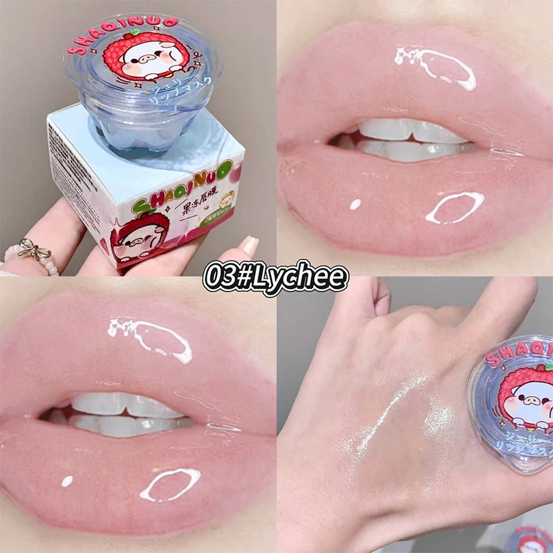 Shaqinuo Jelly Lip Mask Moisturizing and Hydrating Sleep Fruit Lip Balm for Students to Reduce Lip Lines and Prevent Dryness, a Christmas Gift Essential for Autumn and Winter.